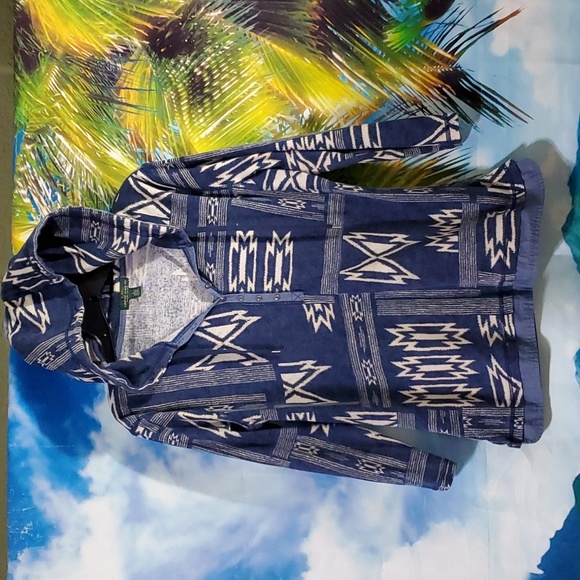 LRL Ralph Lauren Long sleeves hooded with Boho print women's top size L - Picture 1 of 4